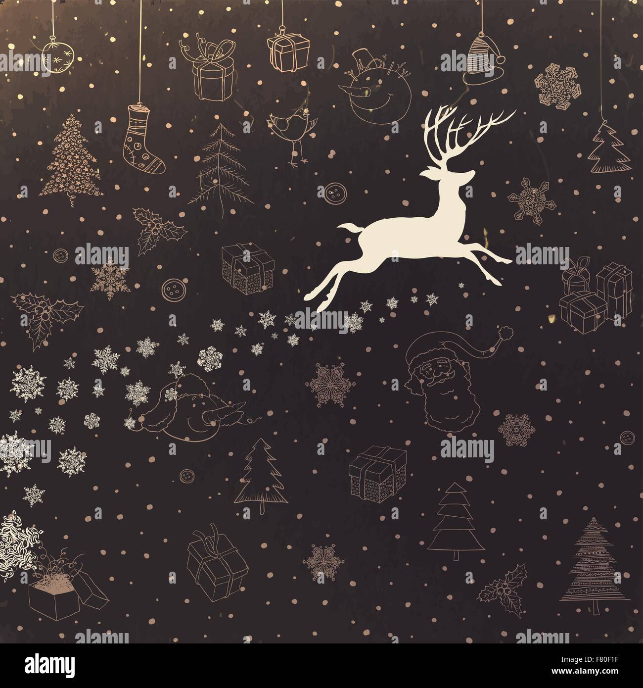 Vintage Merry Christmas Card Design Stock Vector Image & Art - Alamy