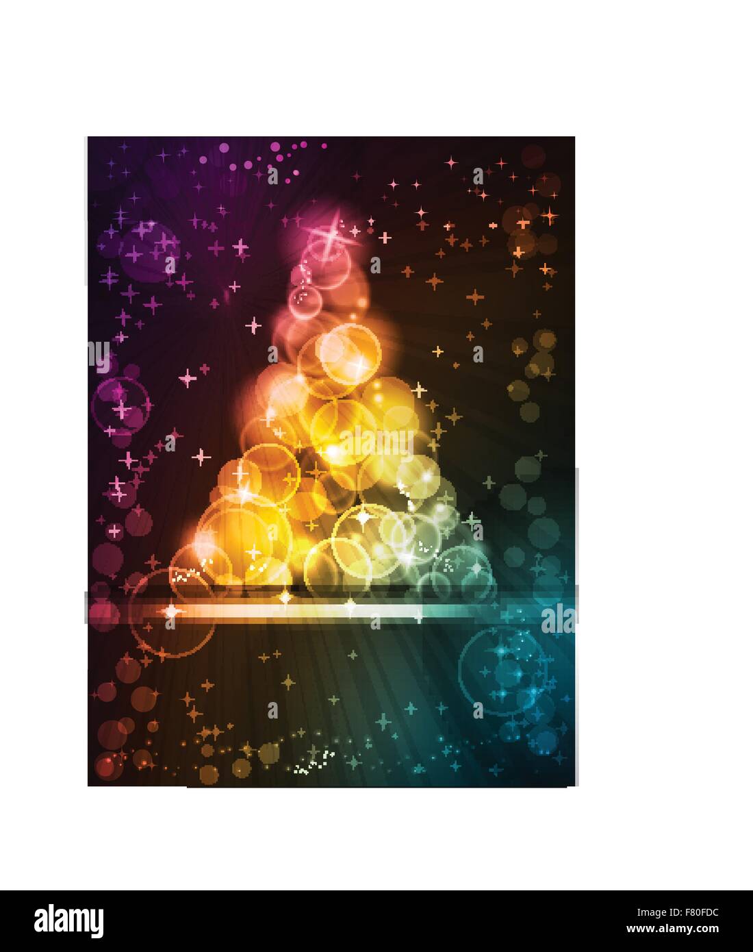 Colorful Christmas tree made of light dots with stars Stock Vector