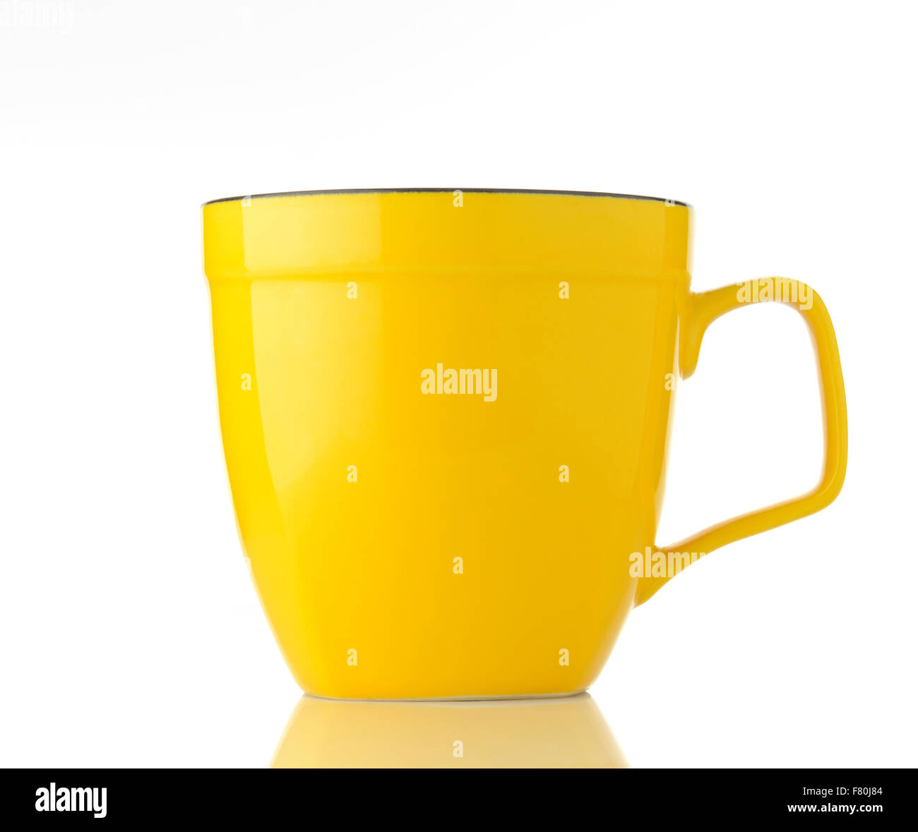 Yellow Coffee Mug on White Background Stock Photo