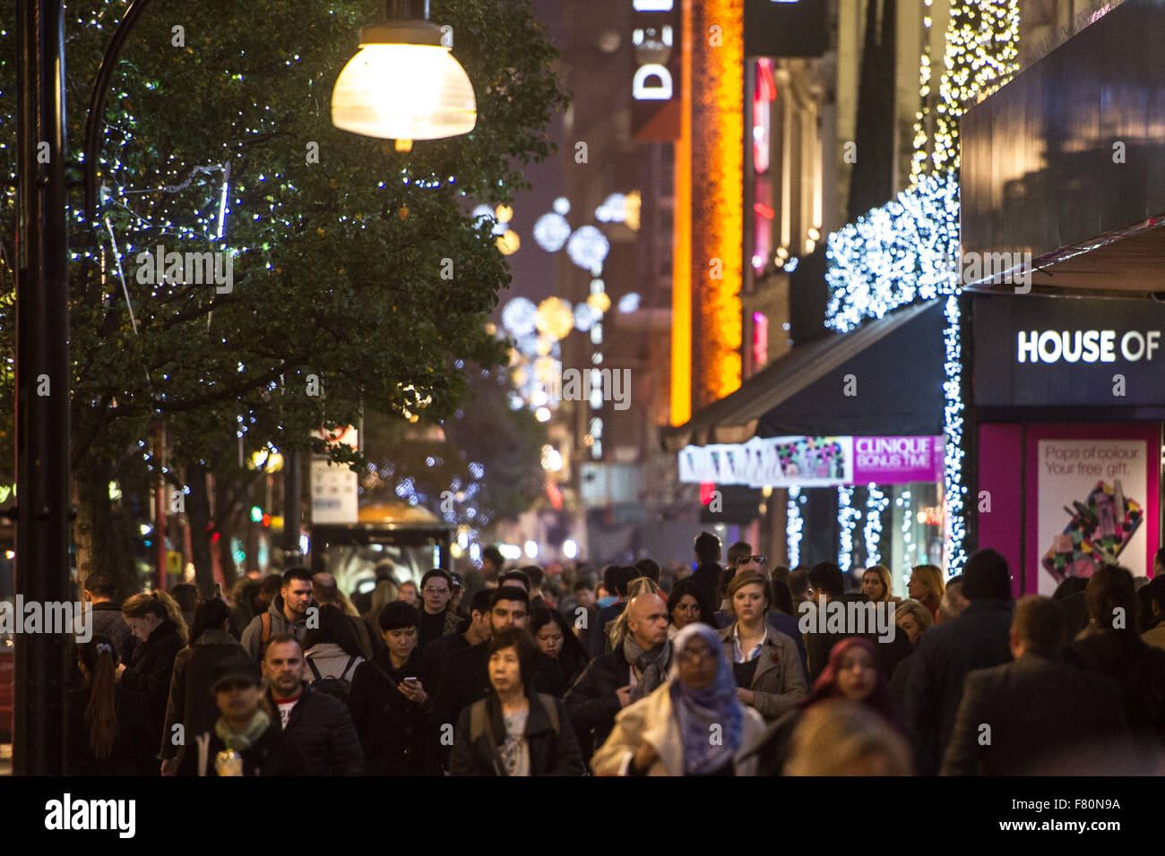 With the Christmas Lights switched on in London's Oxford Street and 59
