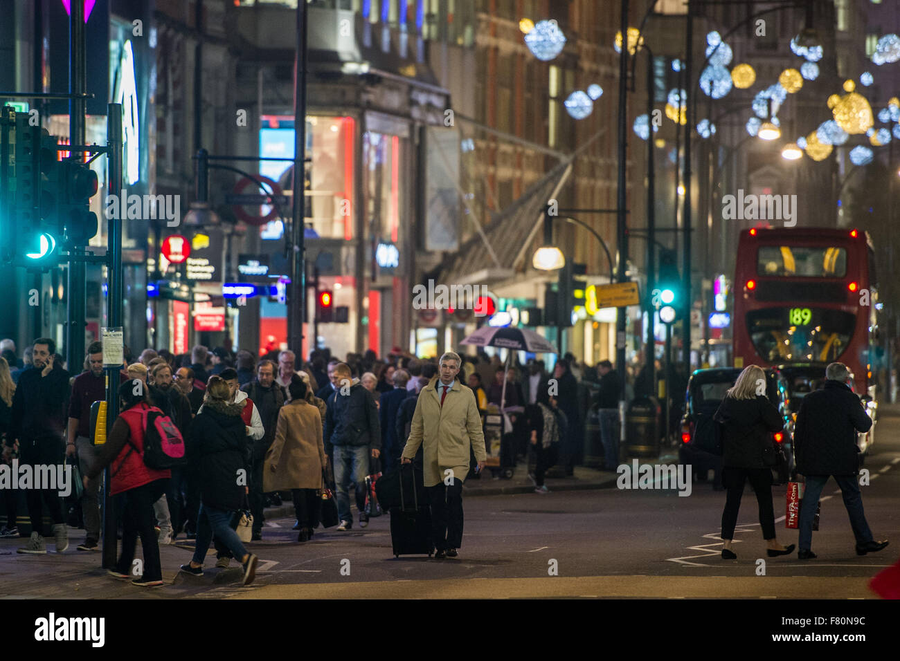 With the Christmas Lights switched on in London's Oxford Street and 59
