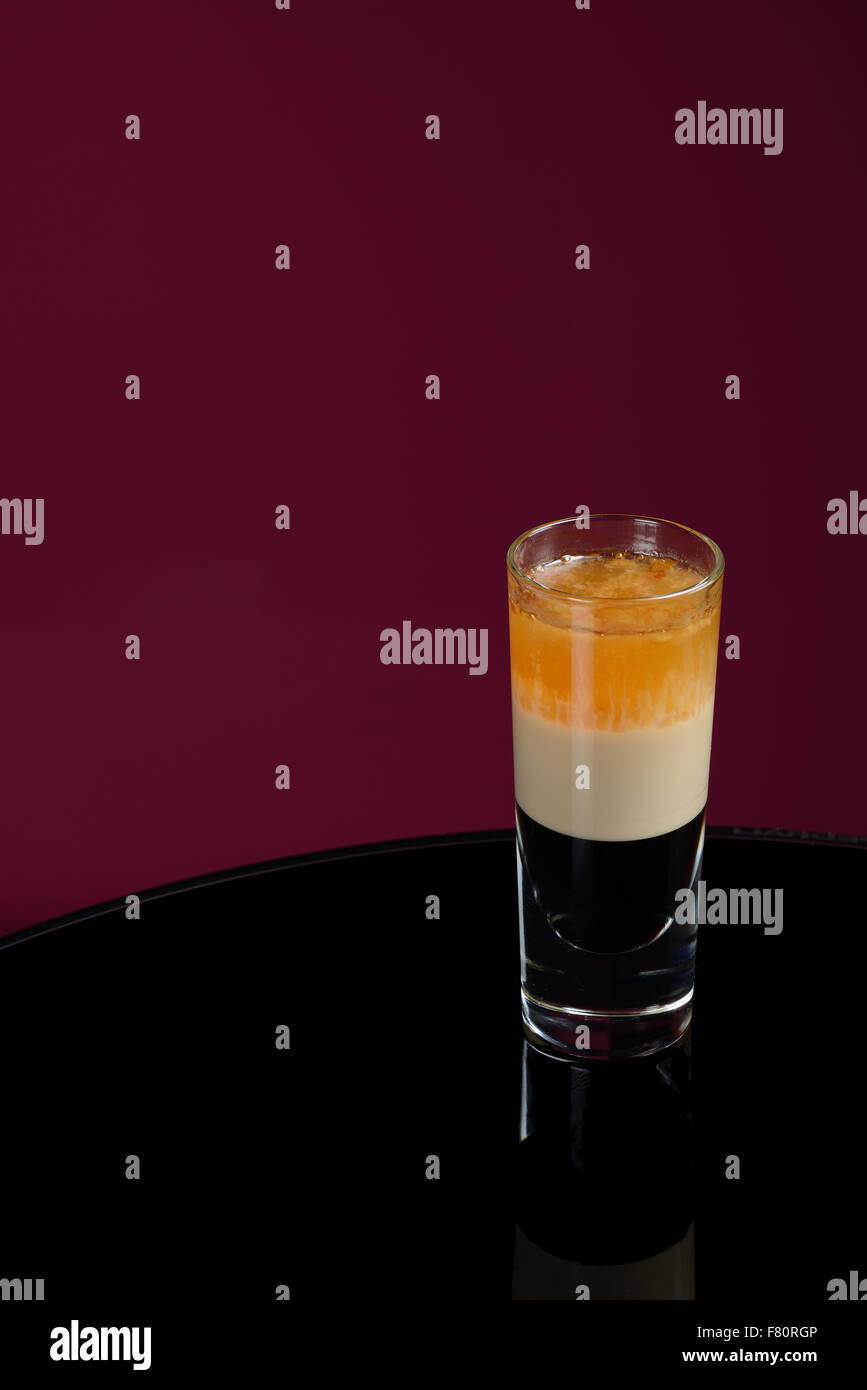 B 52 cocktail with flame Stock Photo
