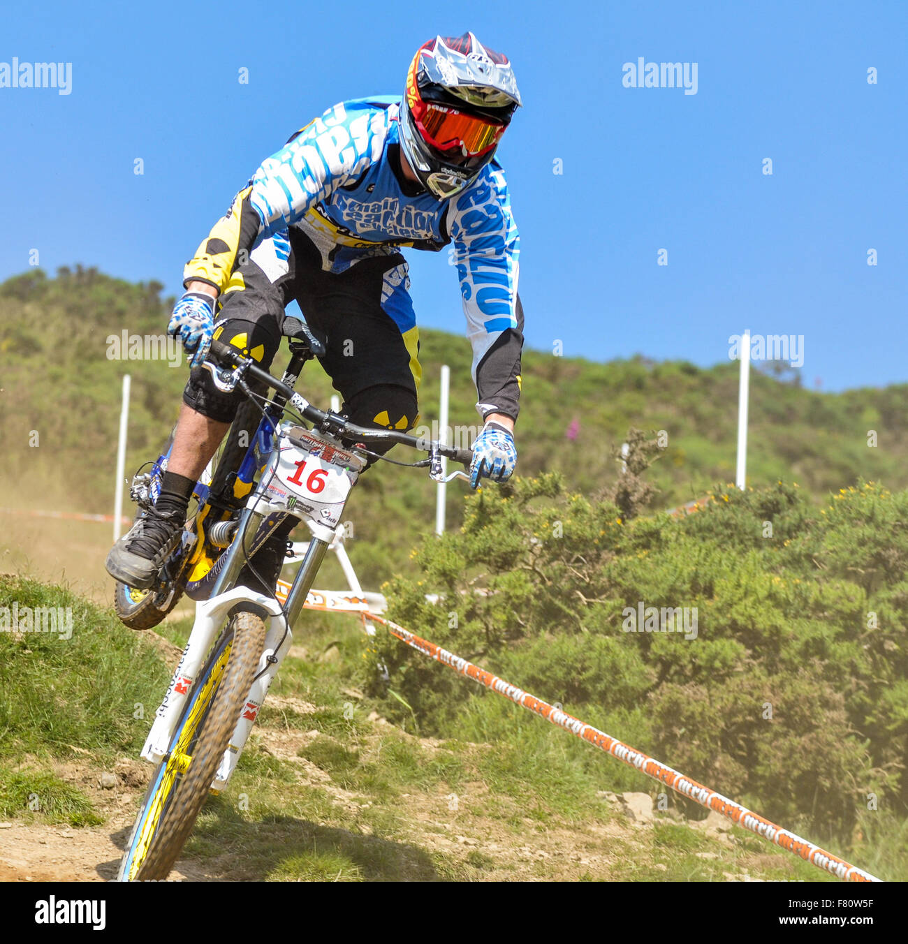 Extreme Sports Downhill Mountain Bike race in the UK Wales Great