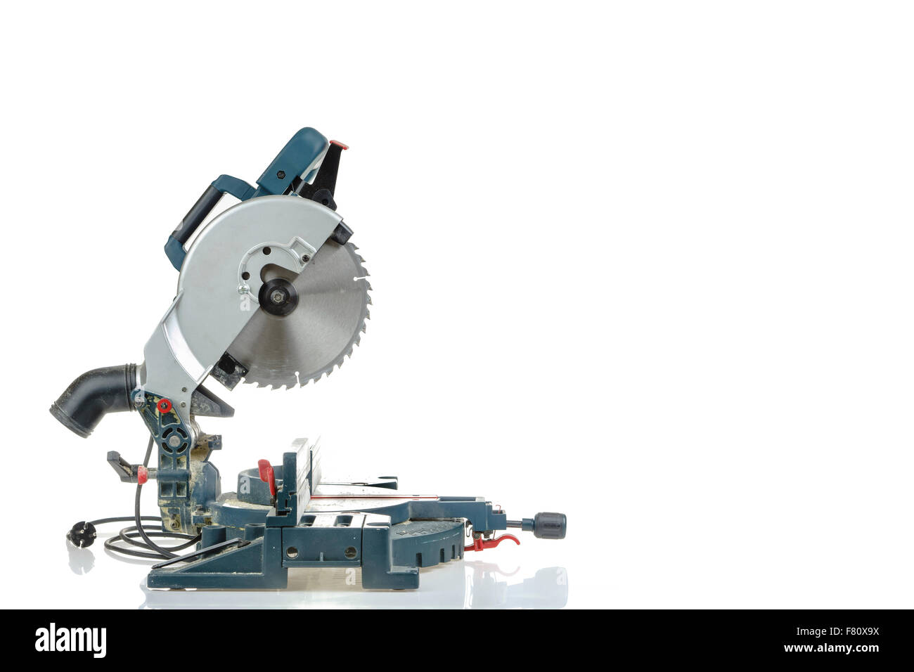 Mitre saw side view isolated on white Stock Photo