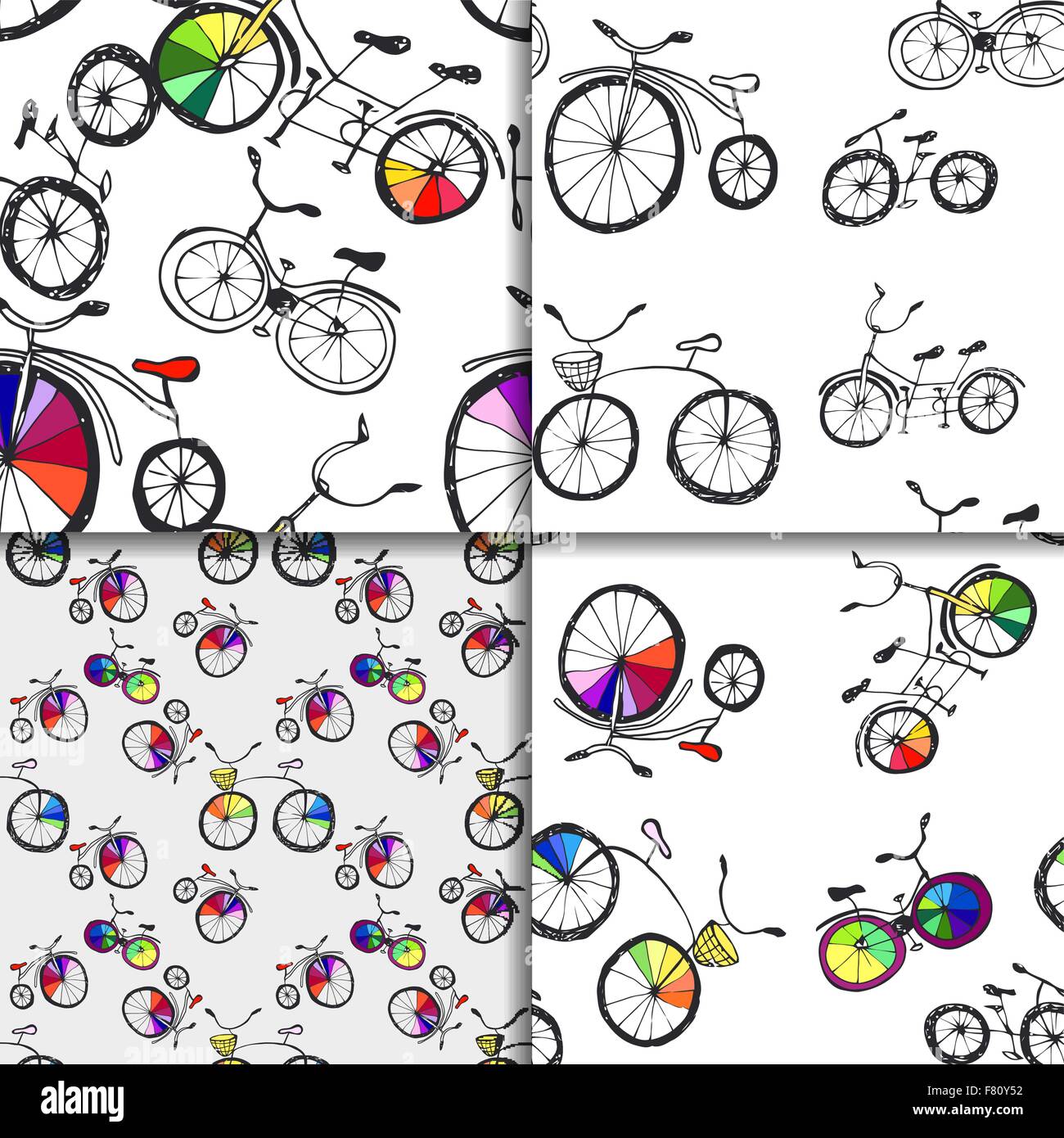 Cute doodle bicycle set Stock Vector Image & Art - Alamy