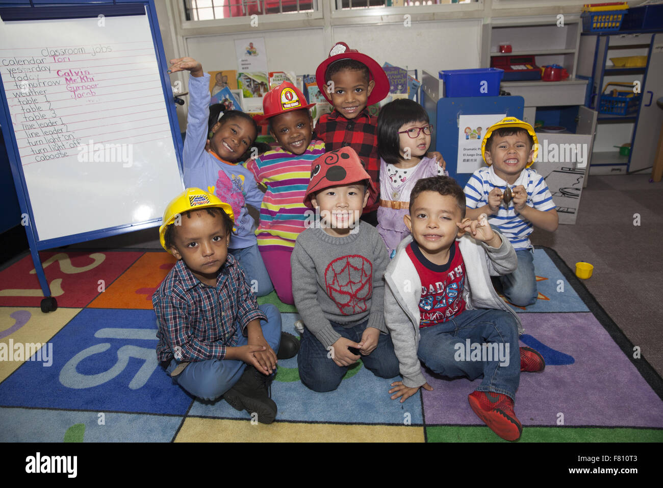 Children at preschool on the lower east side, Manhattan, NYC Stock