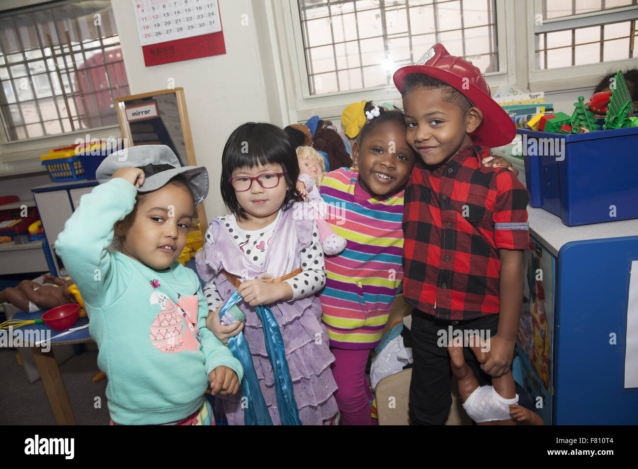 Children at preschool on the lower east side, Manhattan, NYC Stock