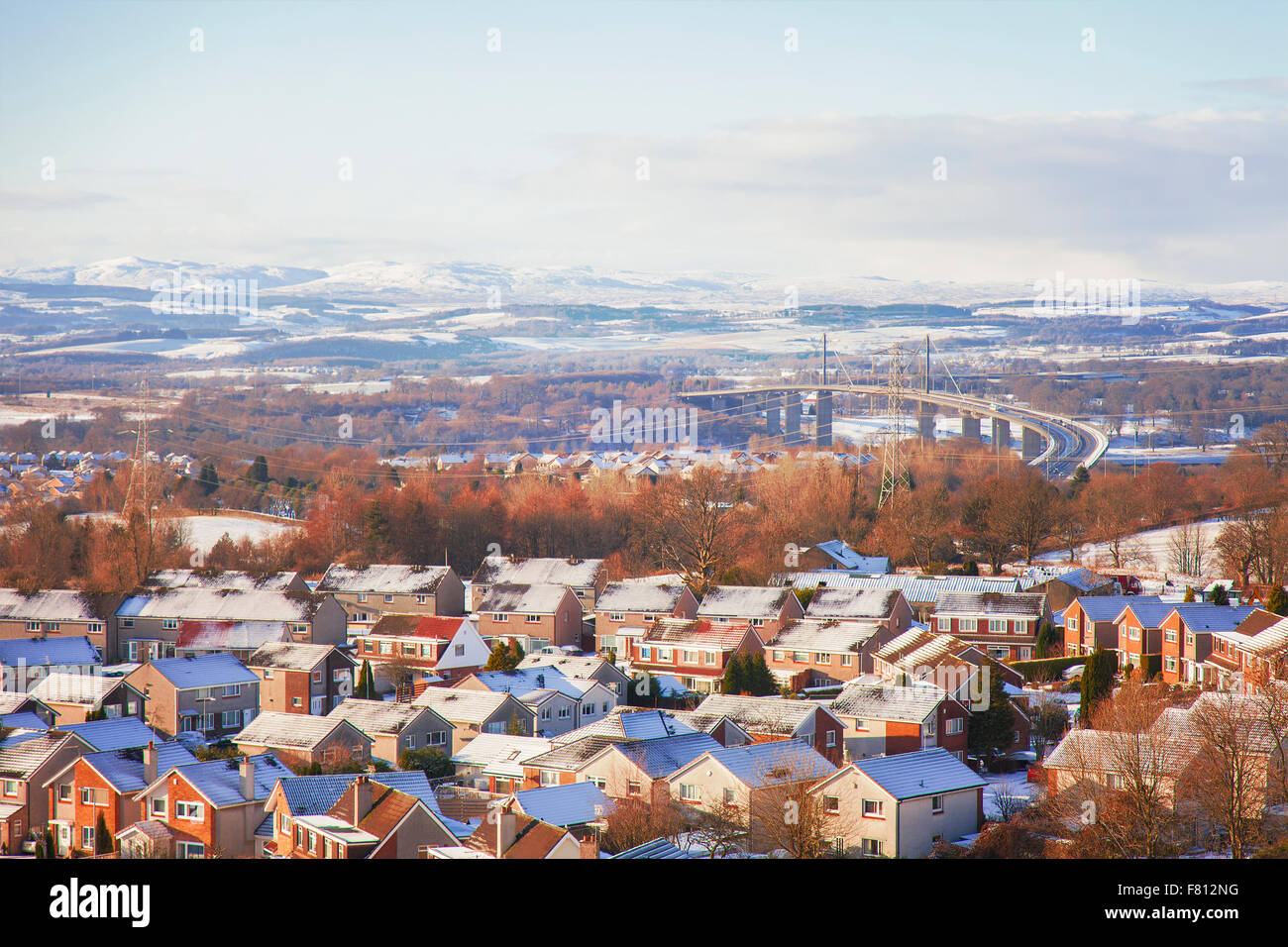 Image of the scottish town of Clydebank with the Erskine bridge