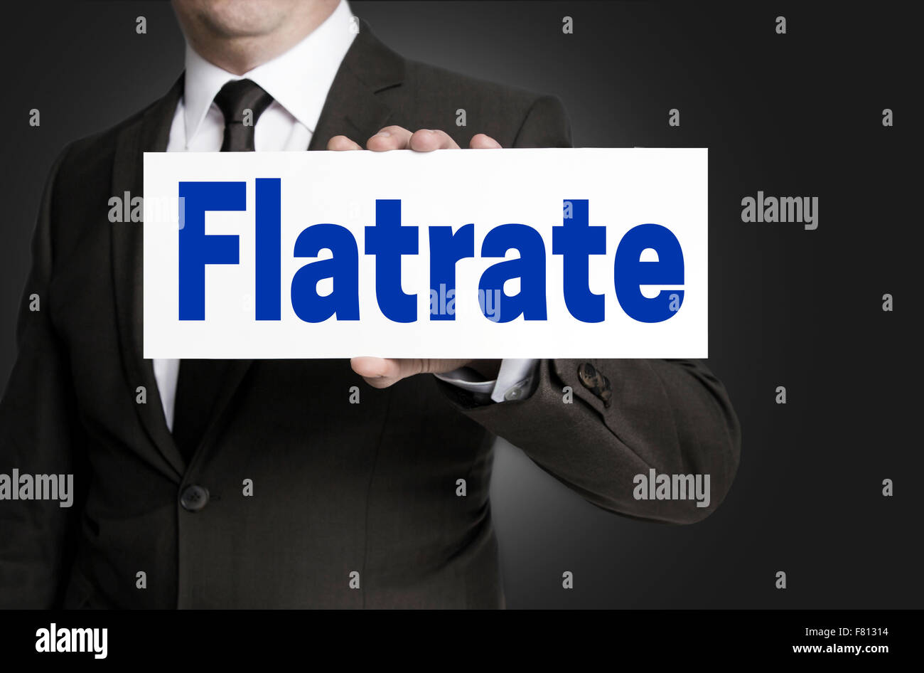 Flatrate sign is held by businessman concept. Stock Photo