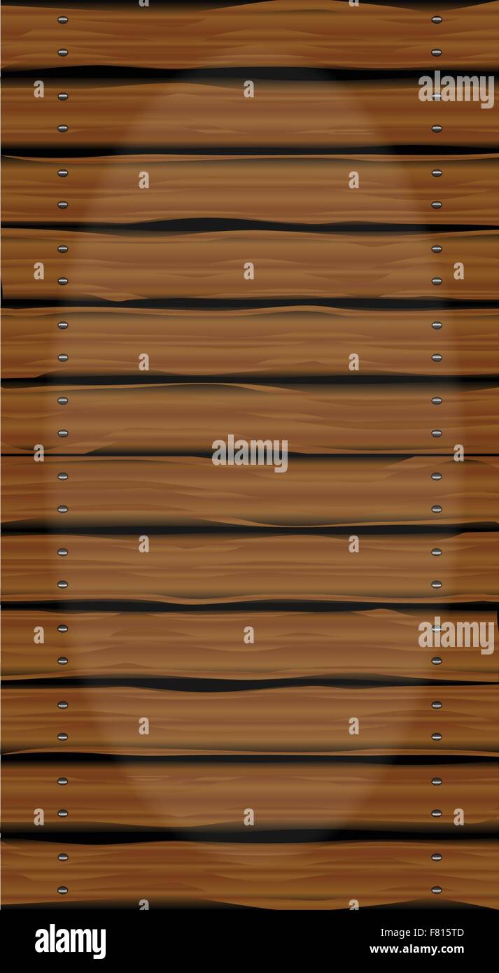 A wooden walkway made of softwood planks showing the wood grain. Stock Vector
