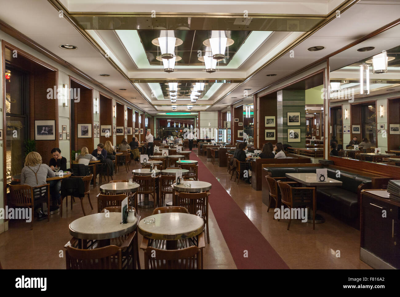 Interior of Cafe Slavia in central Prague, Czech Republic, Europe Stock Photo