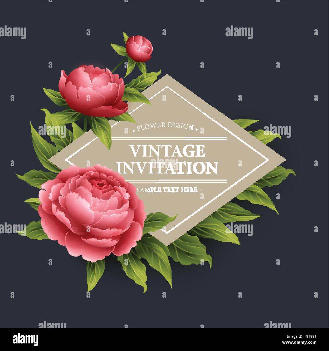 Vector Vintage floral card. Used as a greeting card for background of ...