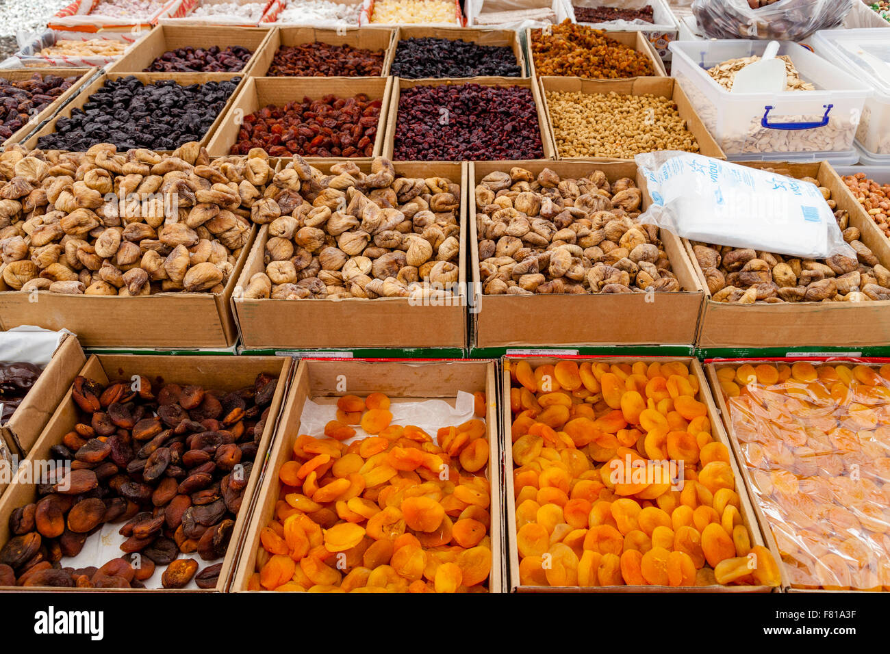 Dried Fruits For Sale At The Monday Market In Turunc near Marmaris
