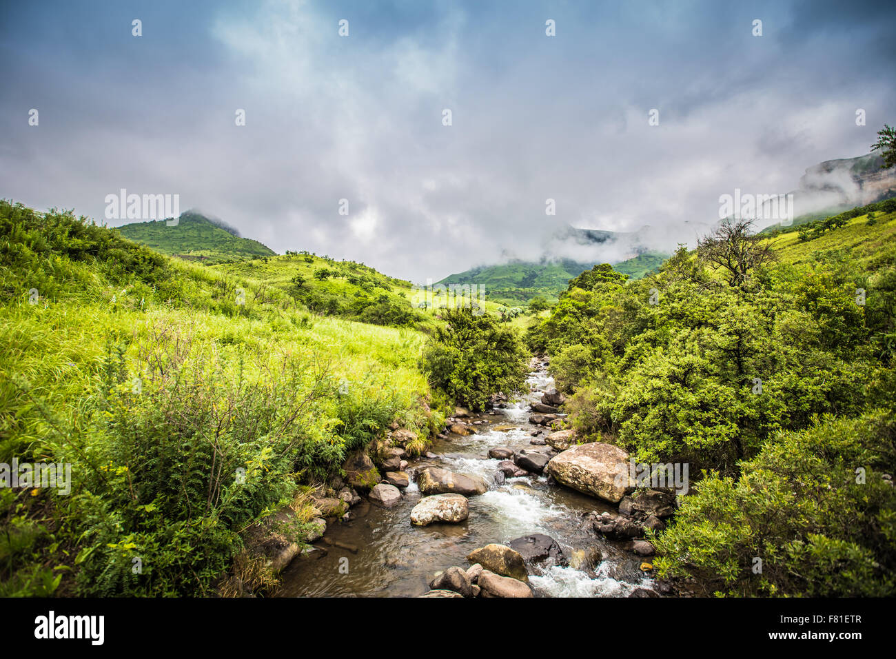Panoramic view of the Drakensberg National Park in Kwazulu Natal Stock ...