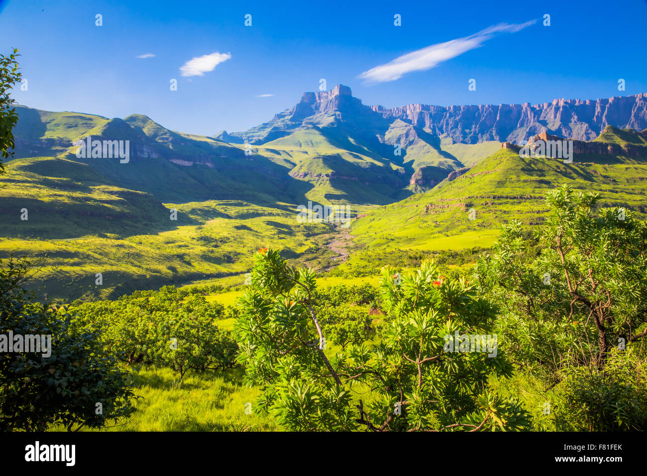 Panoramic view of the Drakensberg National Park in Kwazulu Natal Stock ...