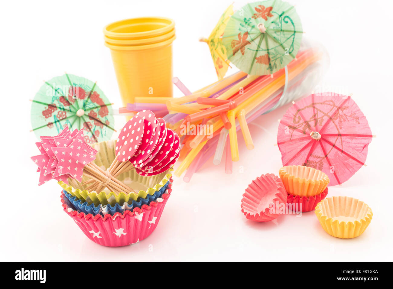 Party accessories on a white background. Stock Photo
