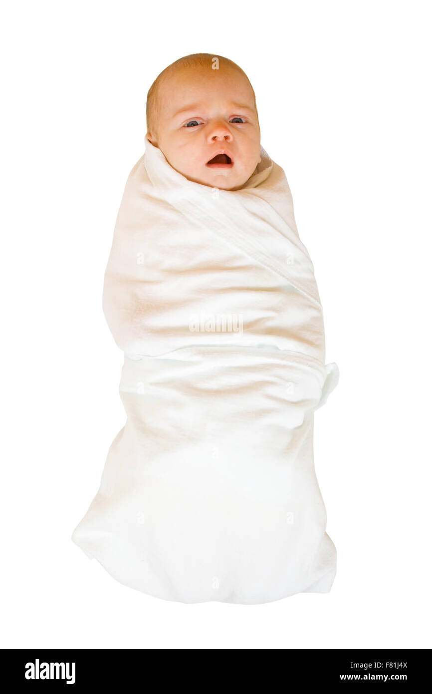 1 month baby in diaper over white background Stock Photo Alamy