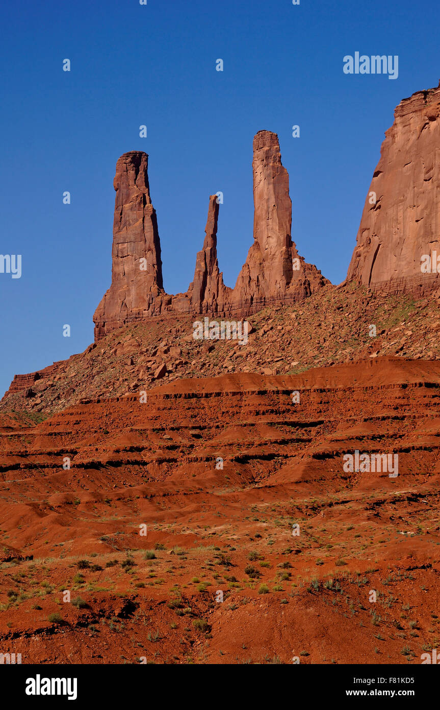 Three Sisters Rock At Monument Valley Stock Photo - Alamy