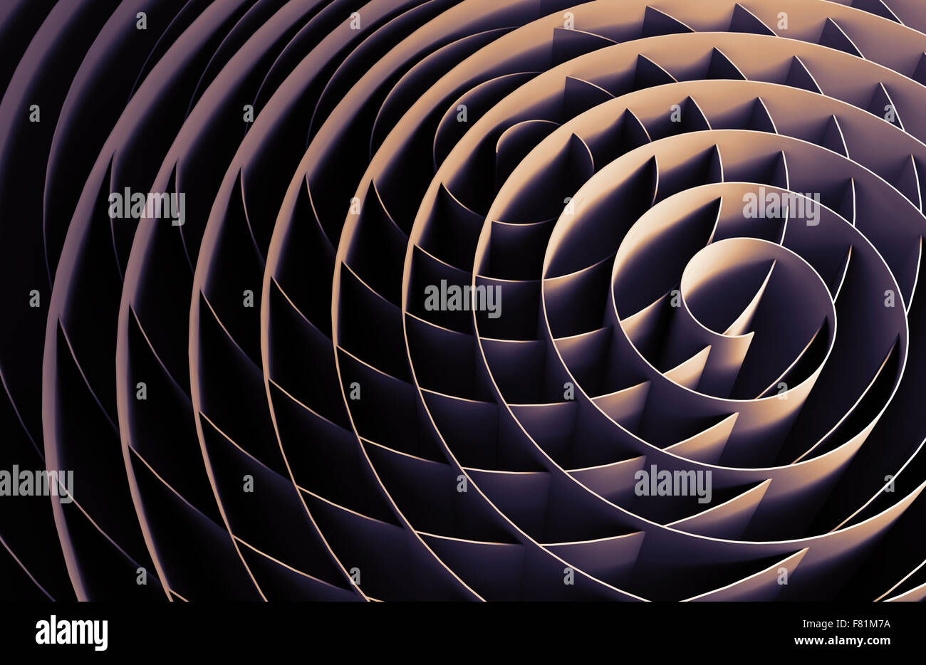 Dark intersected 3d spirals, abstract digital illustration, background ...