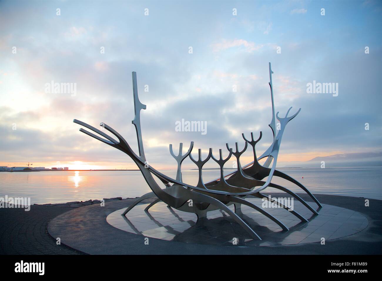 The Sun Voyager sculpture, public art in Reykjavik, Iceland Stock Photo