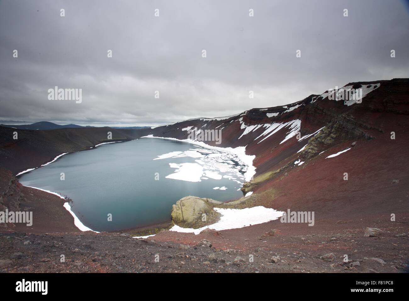 A glacial lake in the Icelandic Highlands at Landmannalaugar Stock Photo