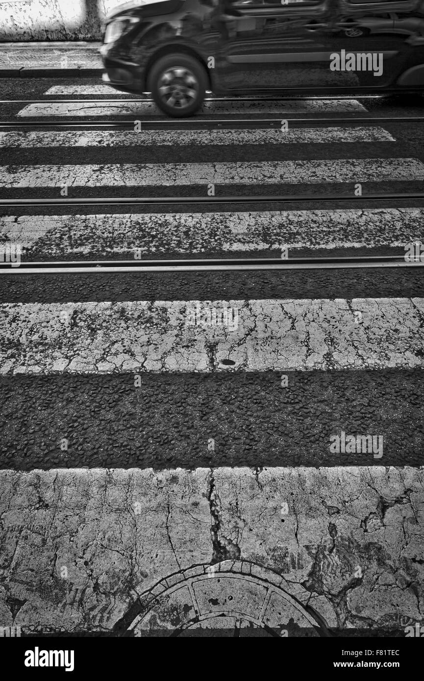 pedestrian crossing in black & white Stock Photo