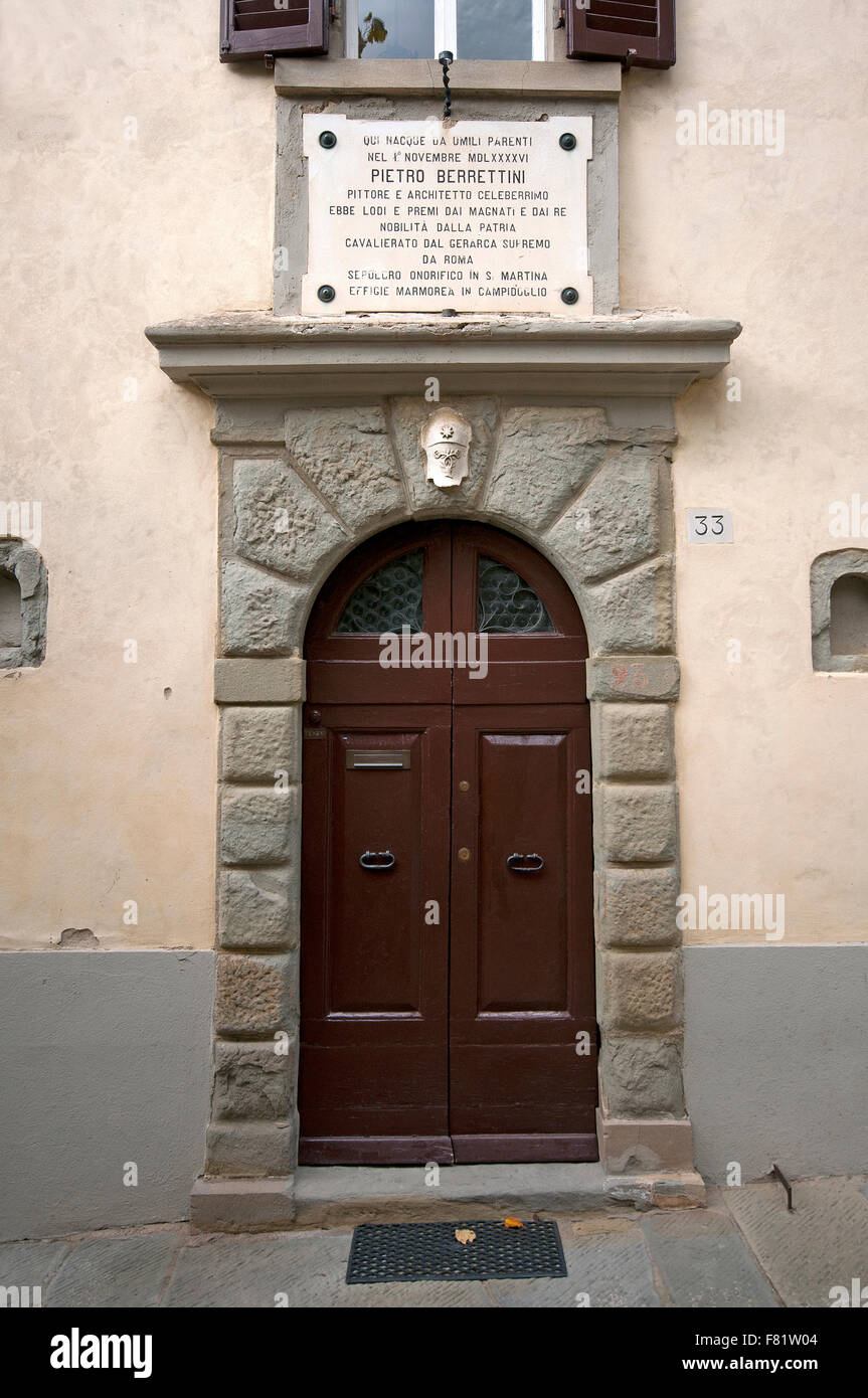 Birthplace of the famous painter and architect Pietro Berrettini, Cortona, Tuscany, Italy Stock Photo