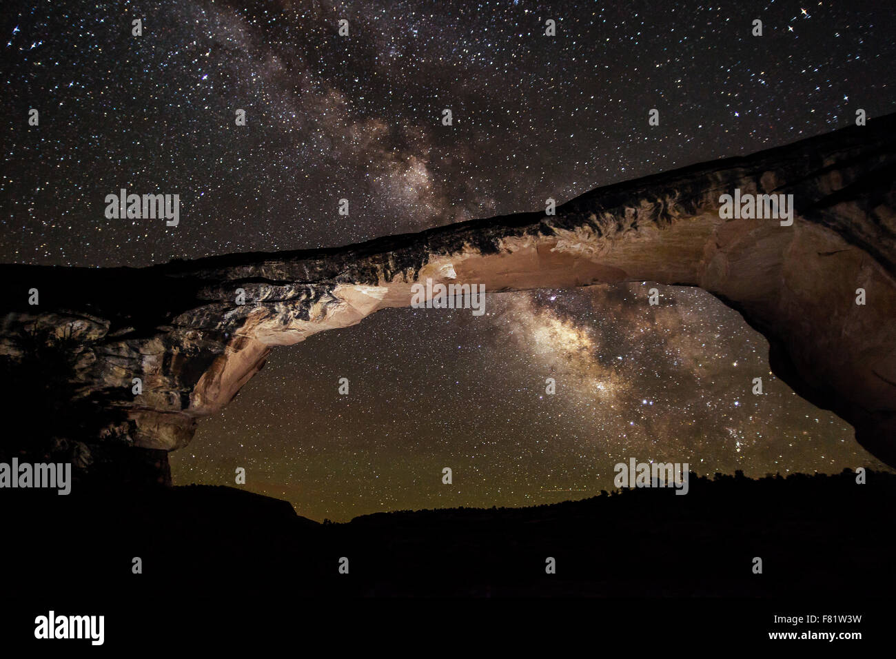 Night sky at Owachomo Bridge in Natural Bridges National Park near