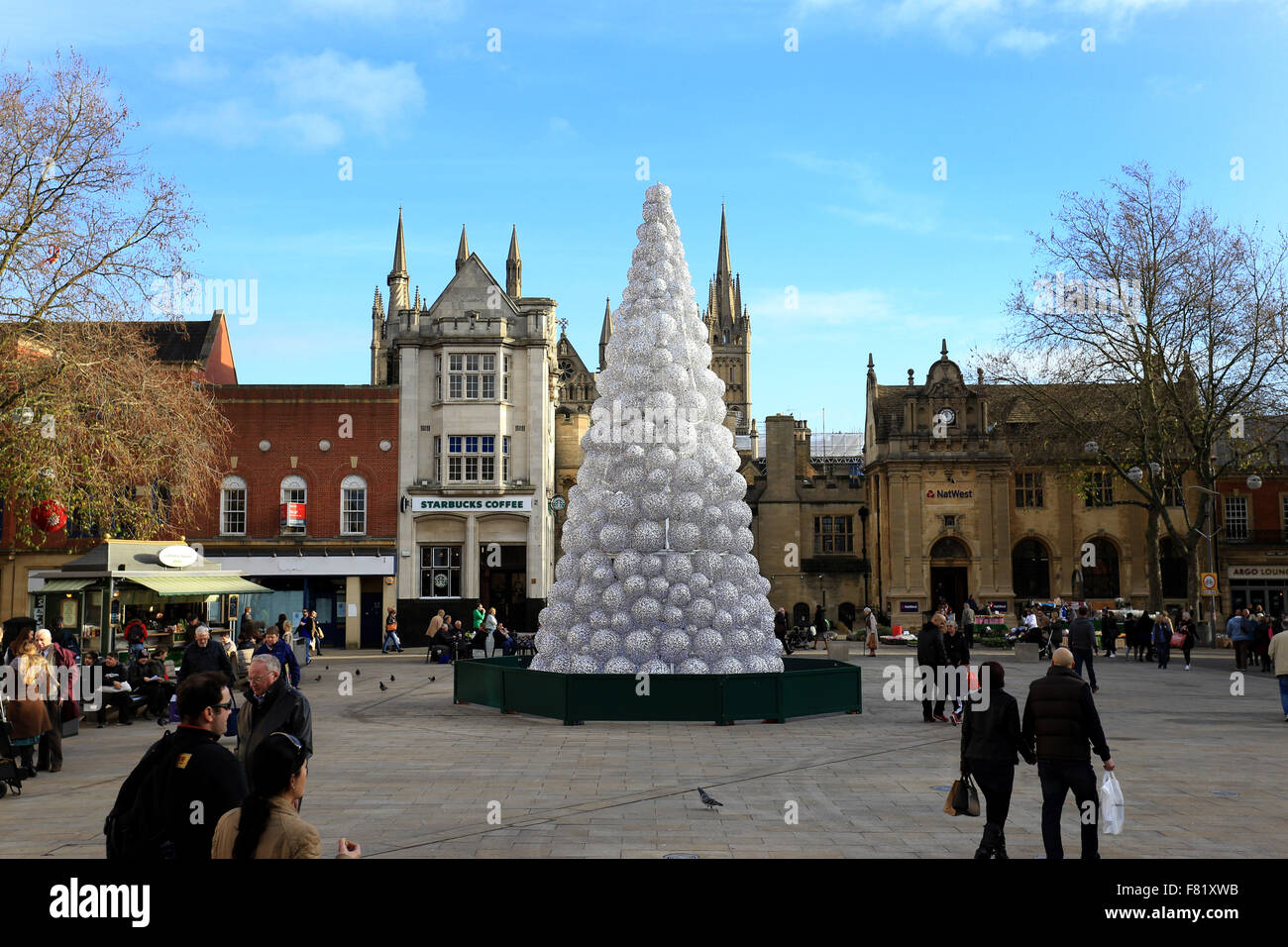 Peterborough, Cambridgeshire, UK. 4th December, 2015. A Christmas tree
