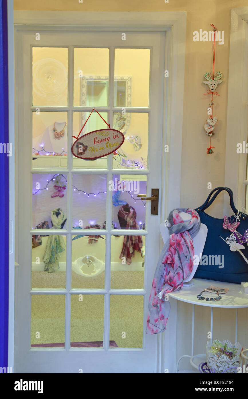 Fashion shop doorway in Quay street Lymington the New forest district Hampshire UK Stock Photo