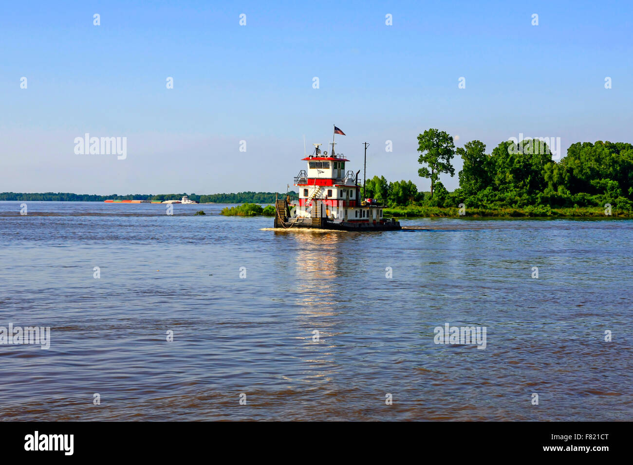 Mississippi river ditch boat seen here at Greenville MS Stock Photo Alamy