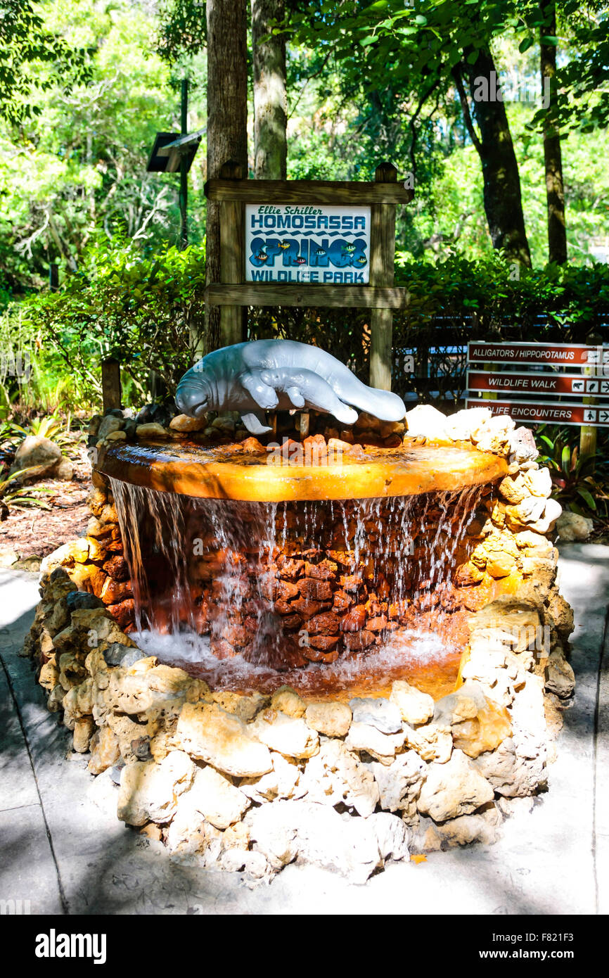 Ellie Schiller Homosassa Springs Wildlife State Park sign in Florida Stock Photo