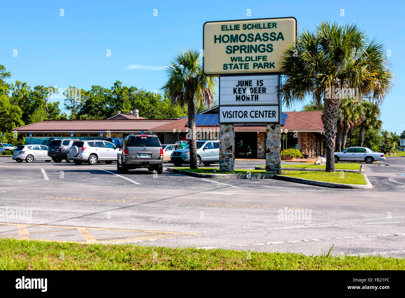 Ellie Schiller Homosassa Springs Wildlife State Park sign in Florida Stock Photo