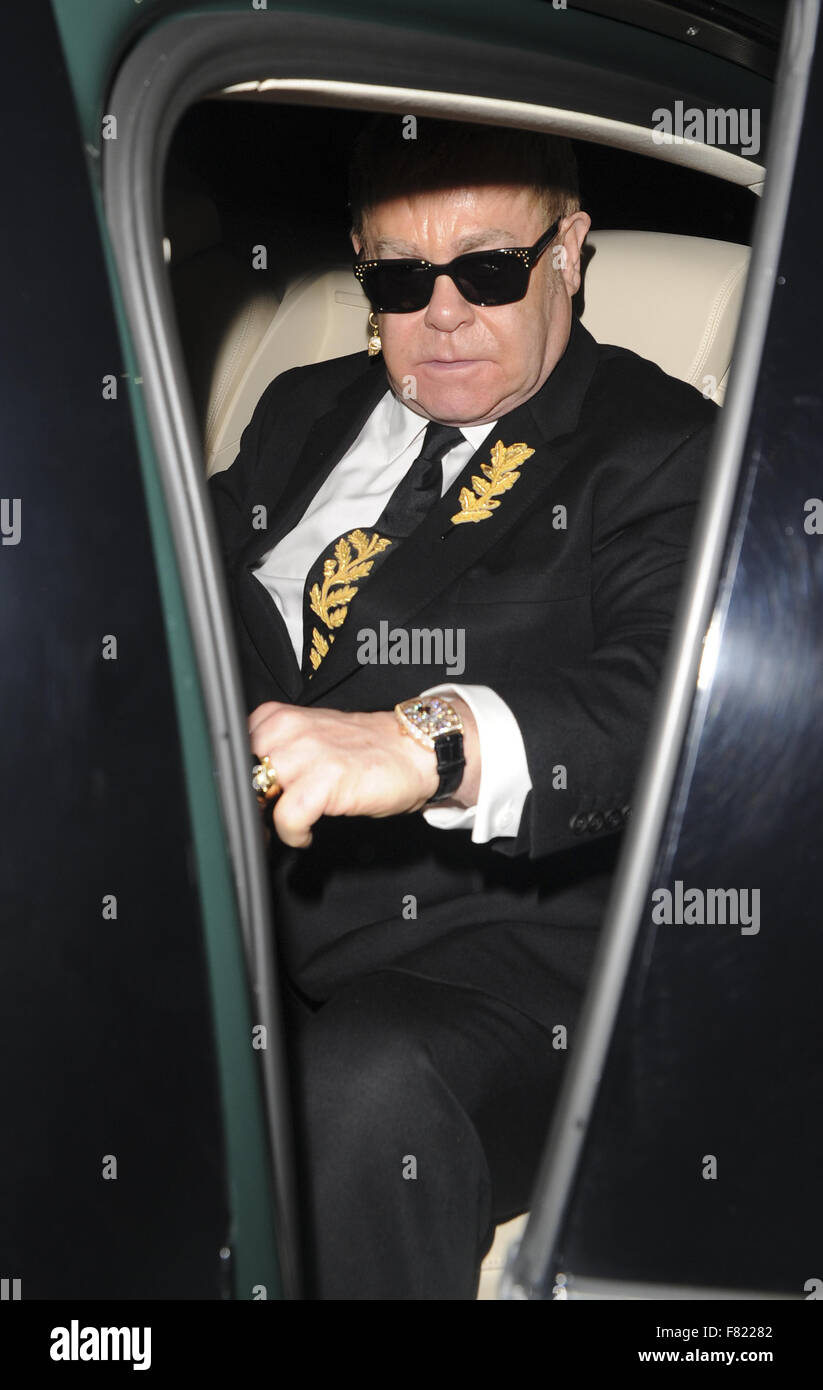 Sir Elton John is seen leaving the The Burberry Film Festival Featuring:  Reginald Kenneth Dwight Sir