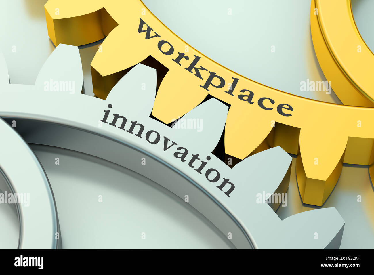 Workplace Innovation concept on the gearwheels Stock Photo