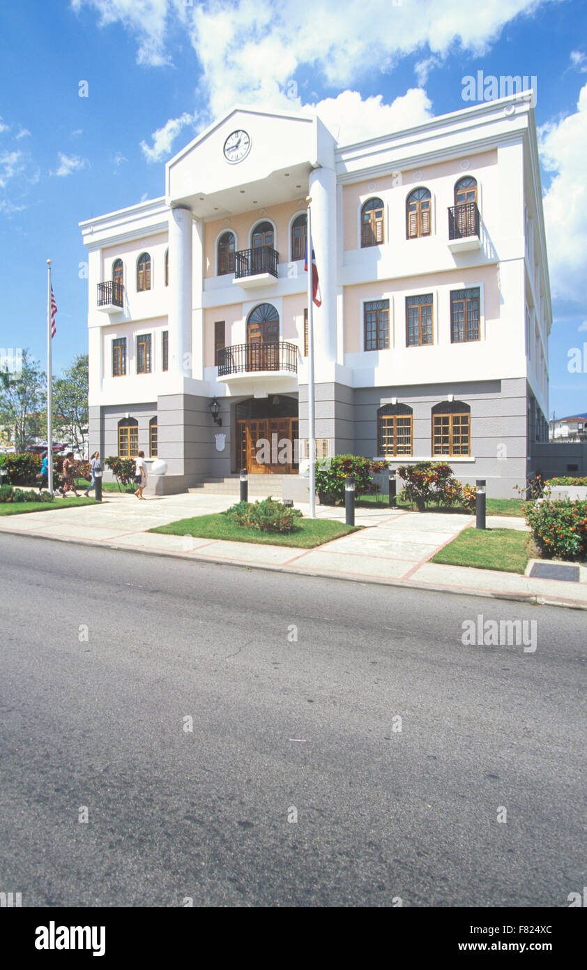 Alcaldia (City Hall) in San German is newly constructed--but in keeping with the town's historic architecture, Puerto Rico Stock Photo