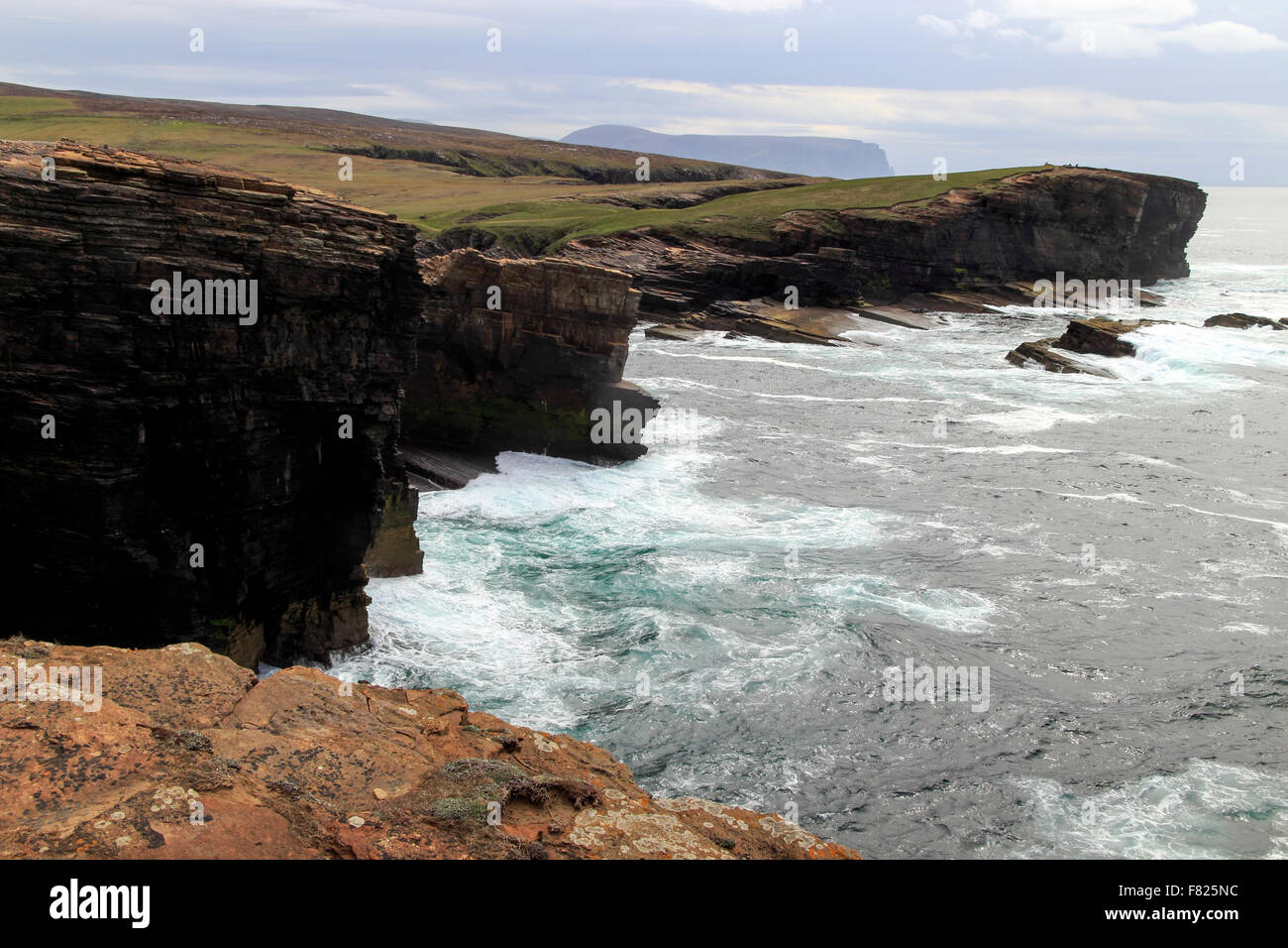 Dramatic cliffs at Yesnaby West Mainland Orkney Islands Scotland UK Stock Photo