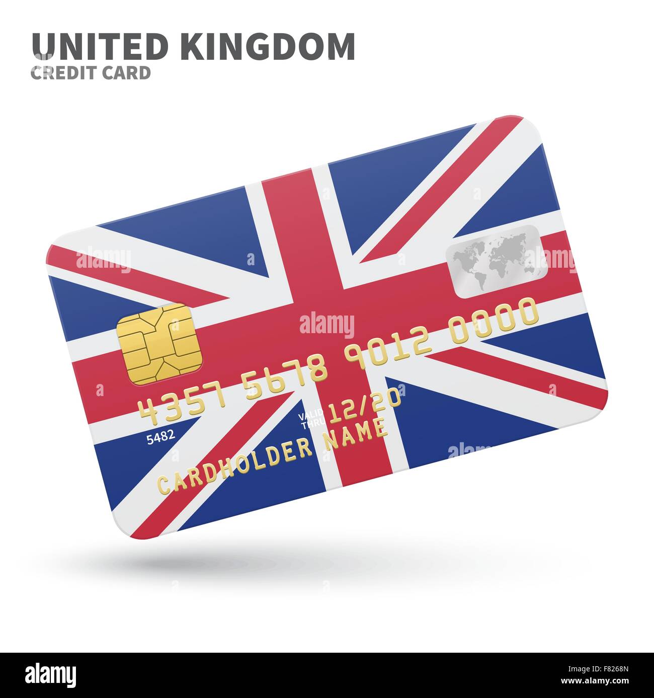 Credit card with United Kingdom flag background for bank, presentations