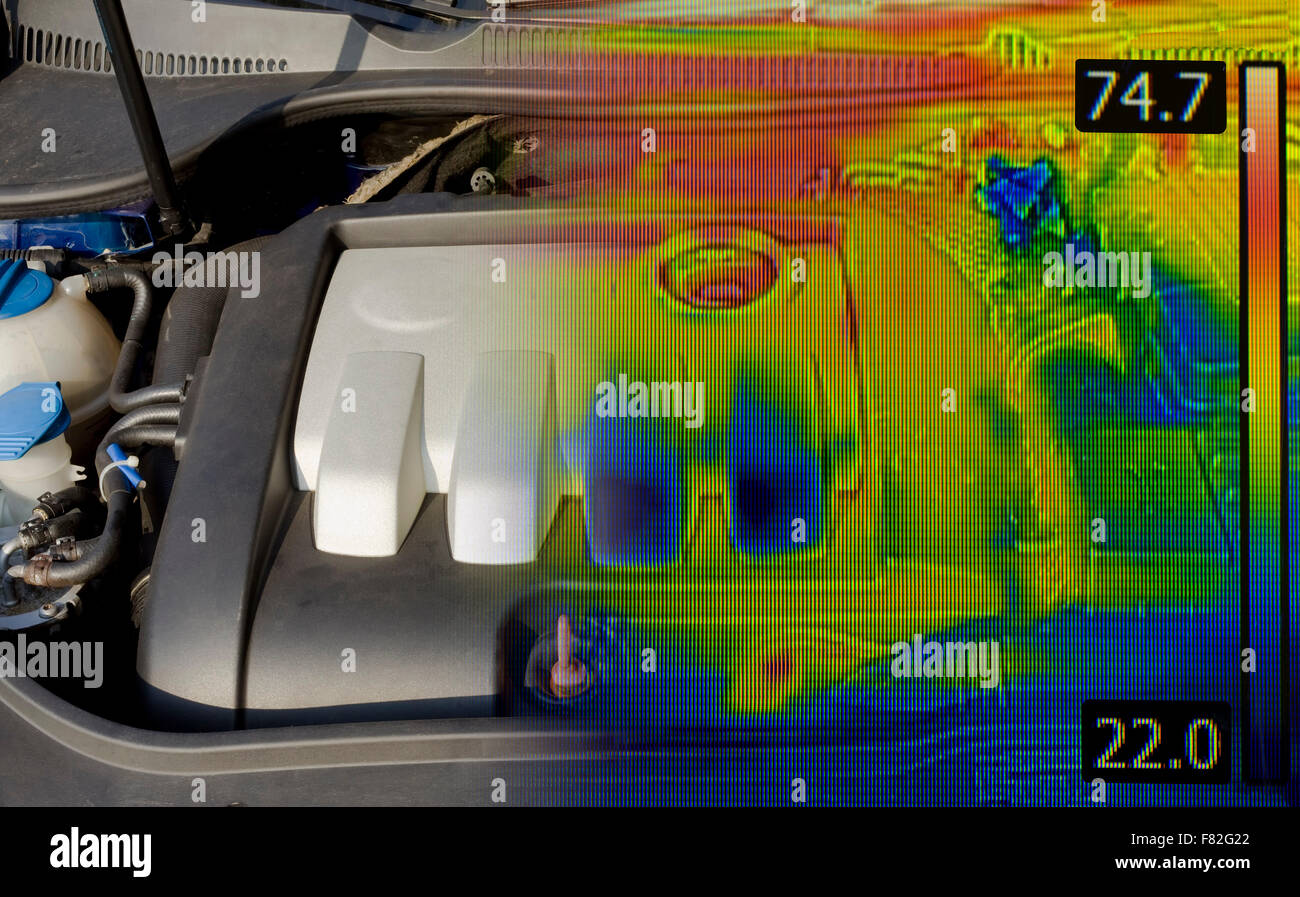 Car Engine Thermal Imaging Infrared Stock Photo Alamy