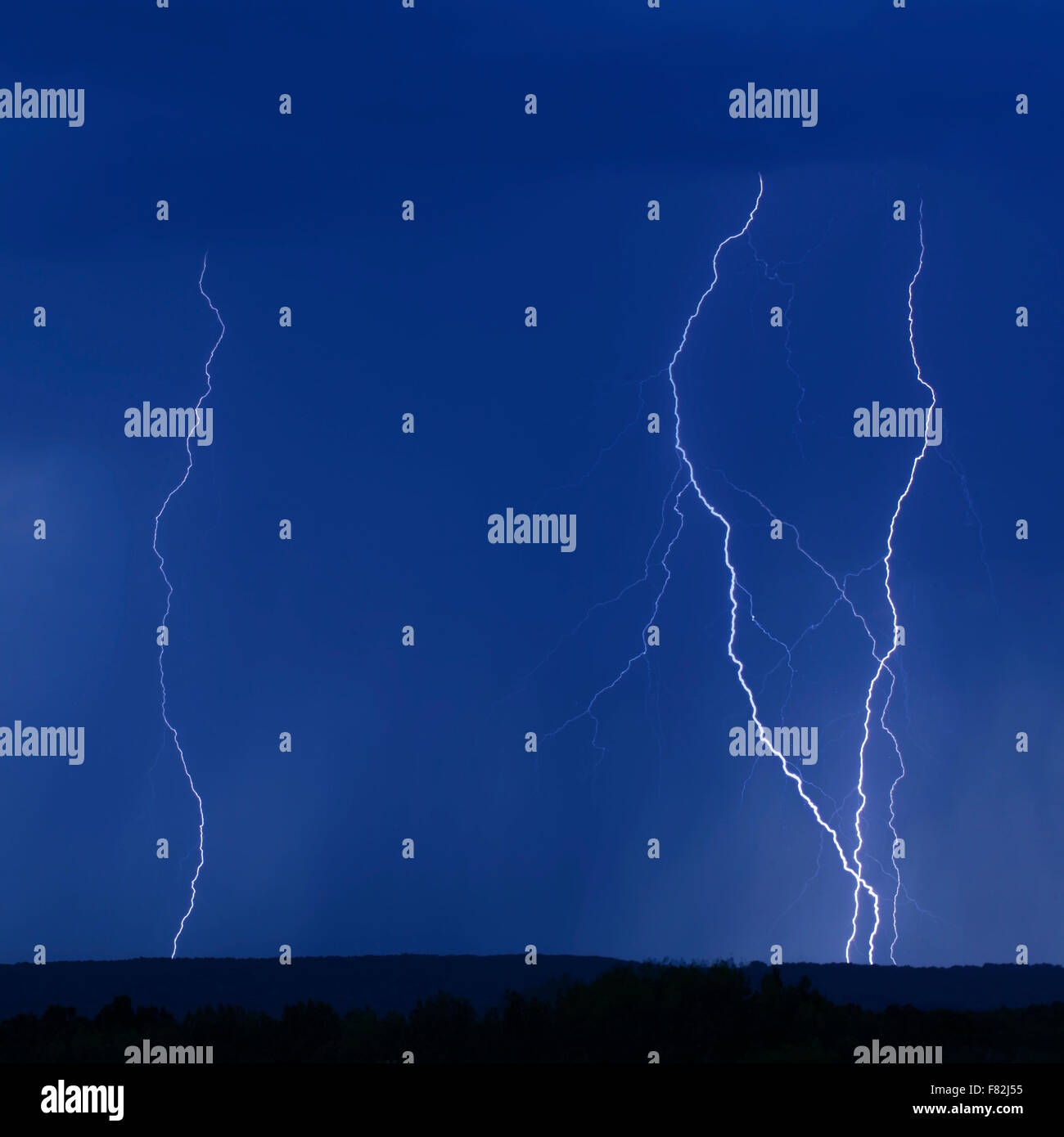 Summer Lightning Thunder Storm Showers Stock Photo