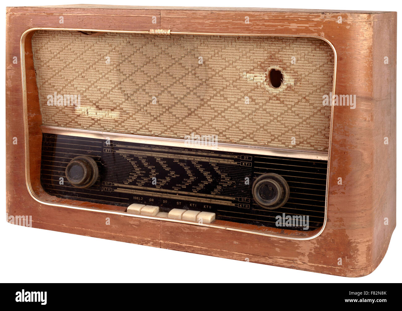 Old Wooden Radio Receiver Cutout Stock Photo