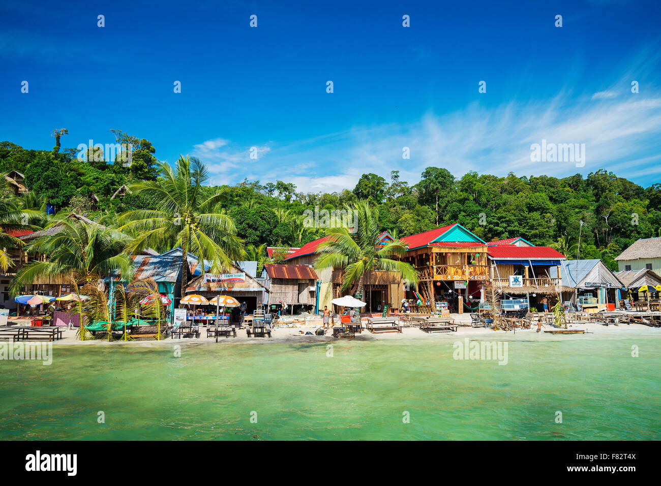 koh rong paradise island main village in cambodia Stock Photo