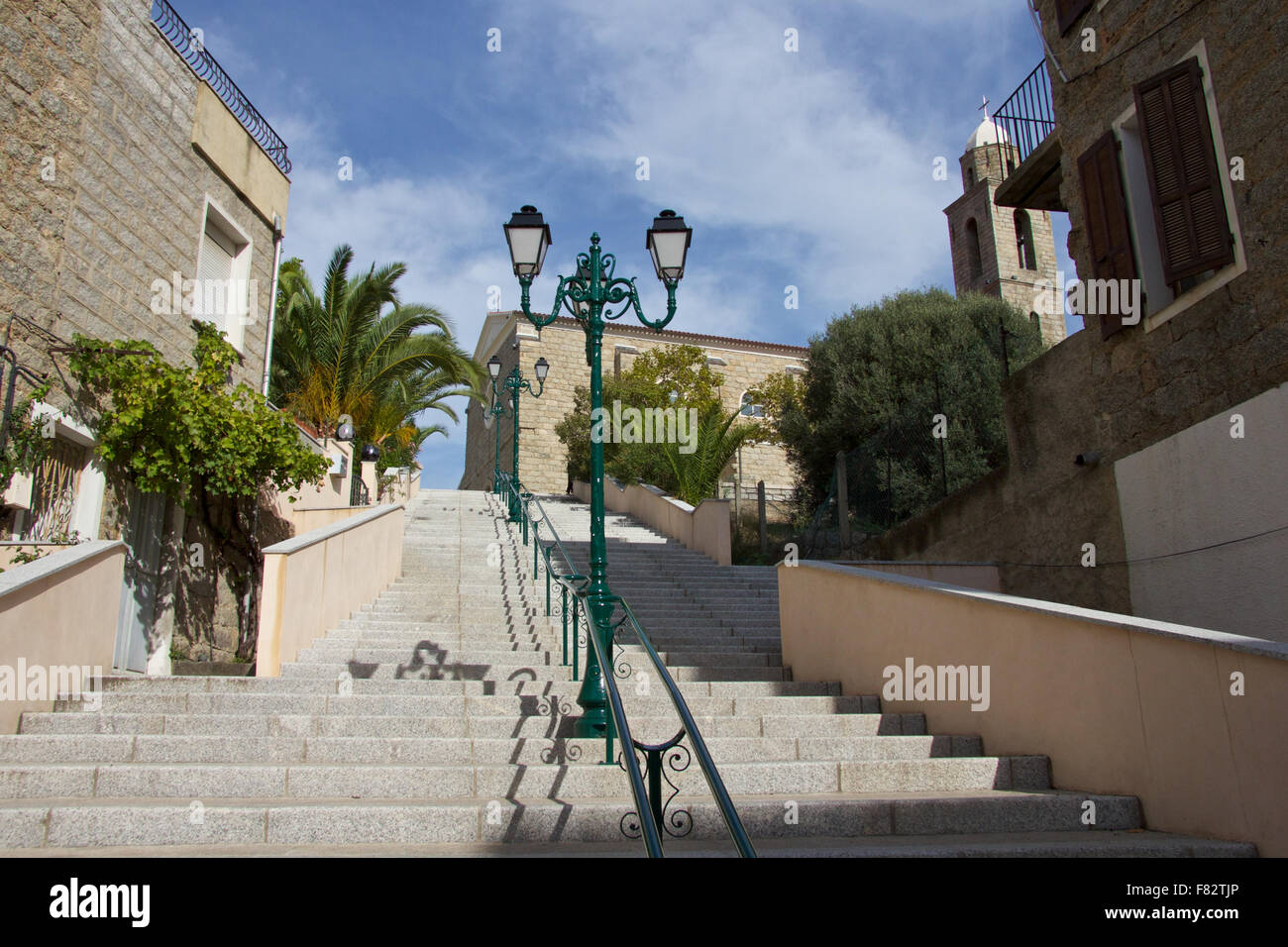 steps leading up hill in Propriano Stock Photo