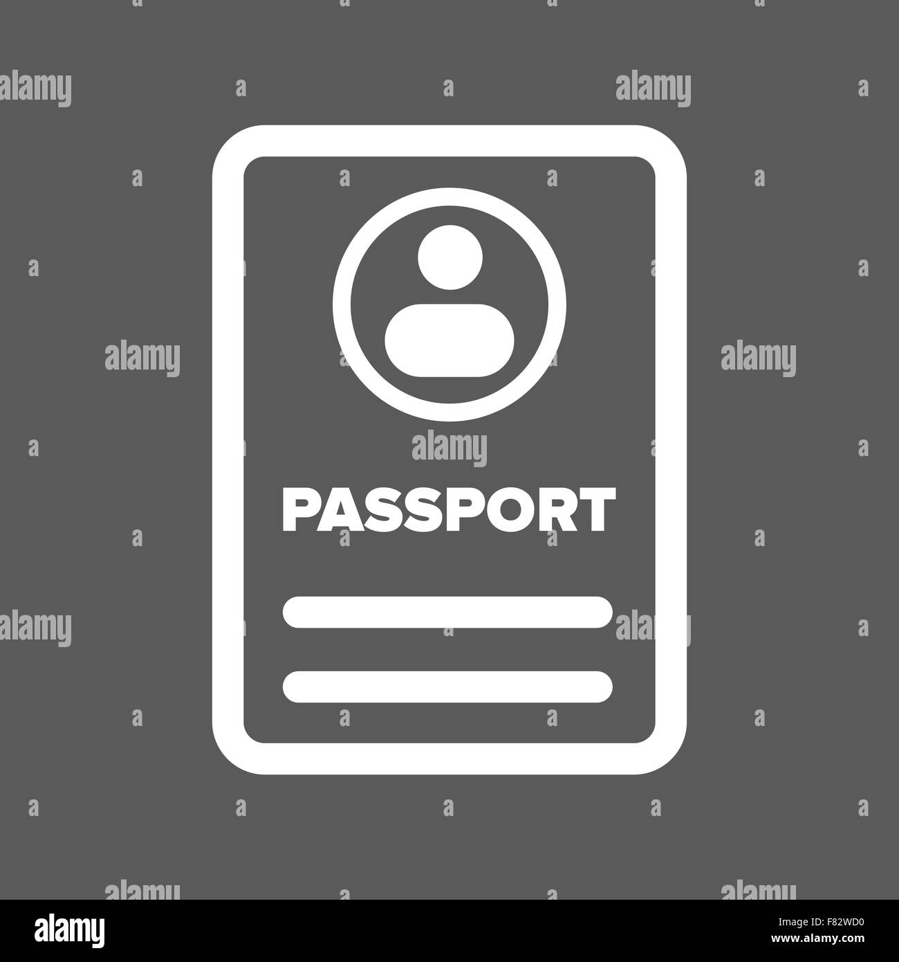 white ID passport icon on a black background Stock Vector