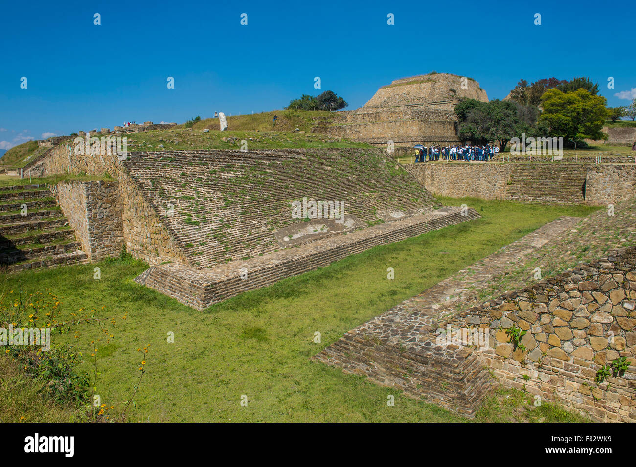 The ruins of the Zapotec city of Monte Alban in Oaxaca, Mexico Stock