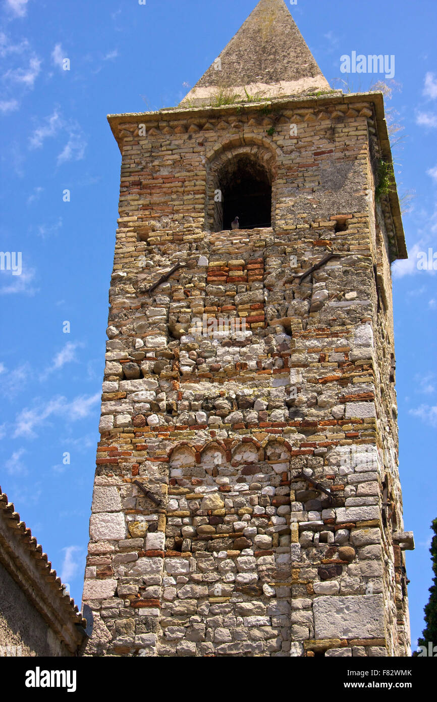 historic stone tower near Lake Garda Stock Photo
