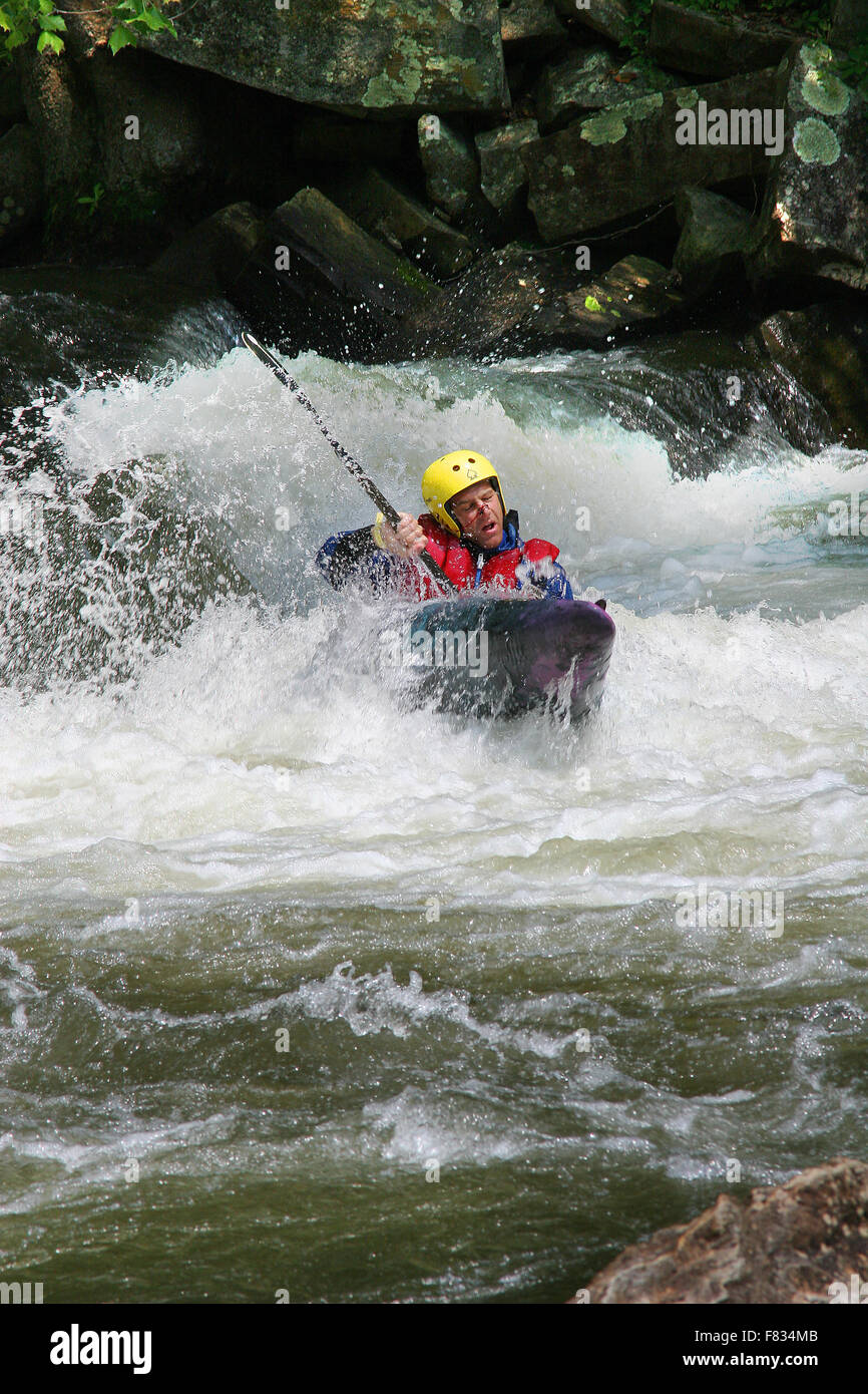 Whitewater kayak on the Nantahala River in North Carolina Stock Photo