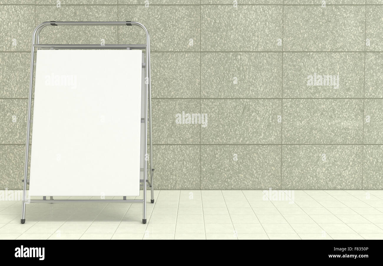 Blank white advertising stand, with copy space board in front of ...