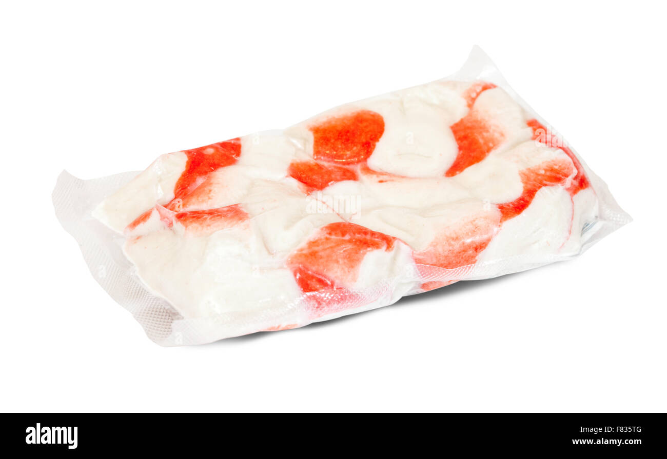 packaged frozen crab meat. Isolated over white background Stock Photo Alamy