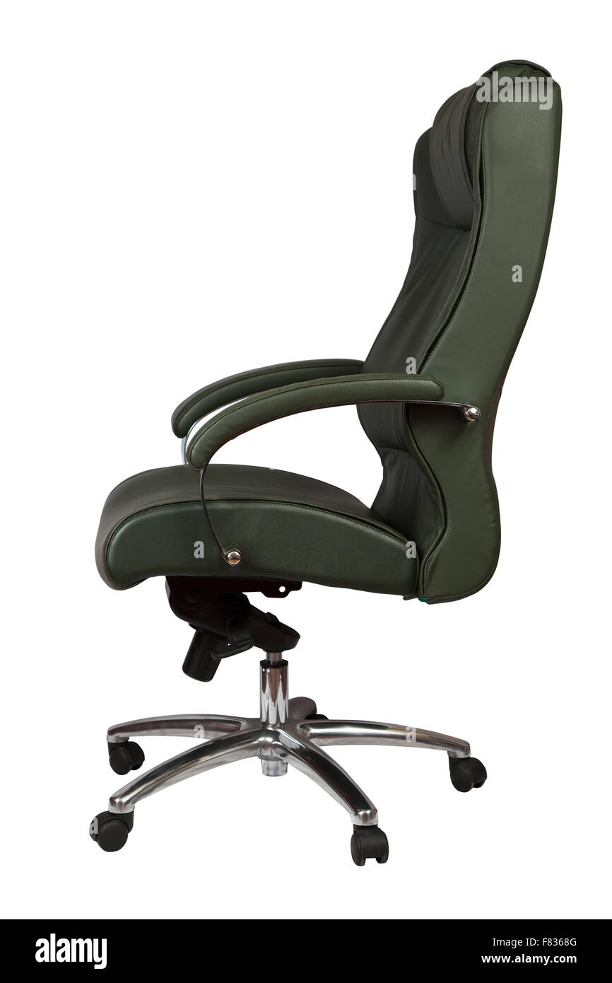 Green luxury office armchair. Isolated on white background with